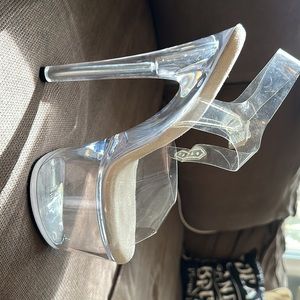 Pleaser Comfort Width Clear Vinyl Heels Passion-708